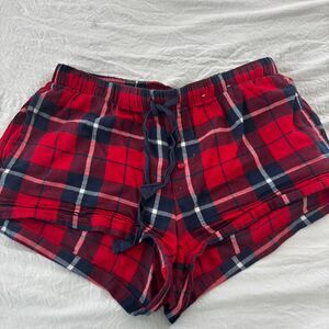 TARGET Red Navy White Small Plaid Gingham Women's Low Rise Sleep Pajama Shorts